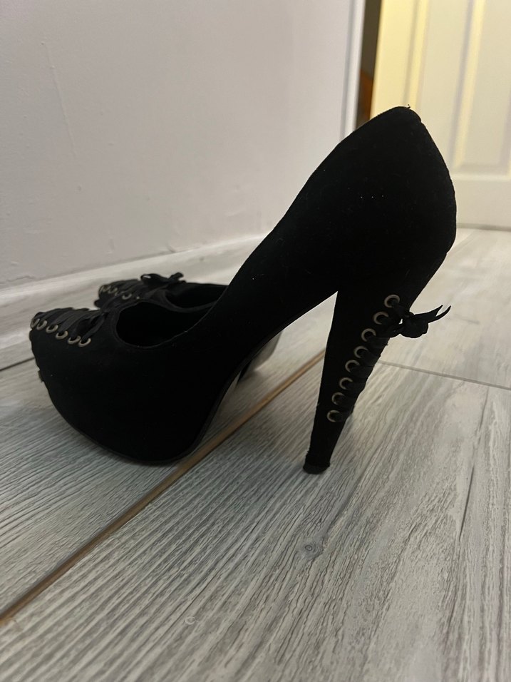 Klasik Siyah Platform Topuklu Stiletto - Görsel 4