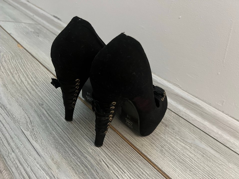 Klasik Siyah Platform Topuklu Stiletto - Görsel 5
