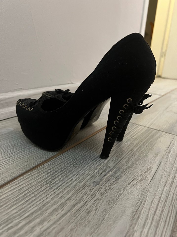 Klasik Siyah Platform Topuklu Stiletto - Görsel 3