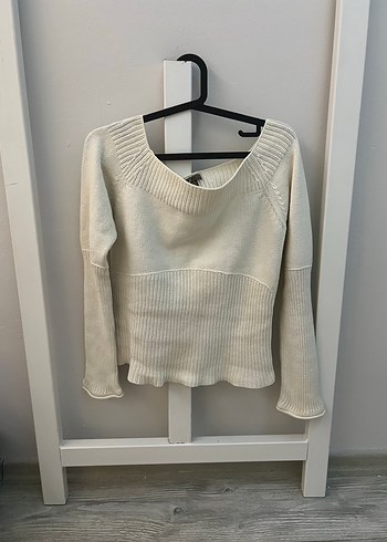 Beyaz Triko Uzun Kollu Kadın Kazak - Görsel 3