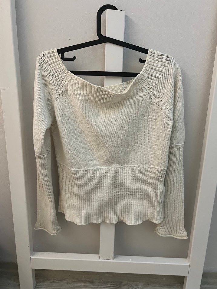 Beyaz Triko Uzun Kollu Kadın Kazak - Görsel 2