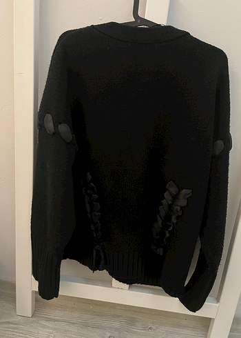 Kadın Siyah Örgü Düğmeli Hırka - Görsel 4