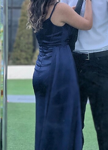 xs Beden lacivert Renk Lacivert Saten Abiye Elbise Abiyefon Söz Nişan