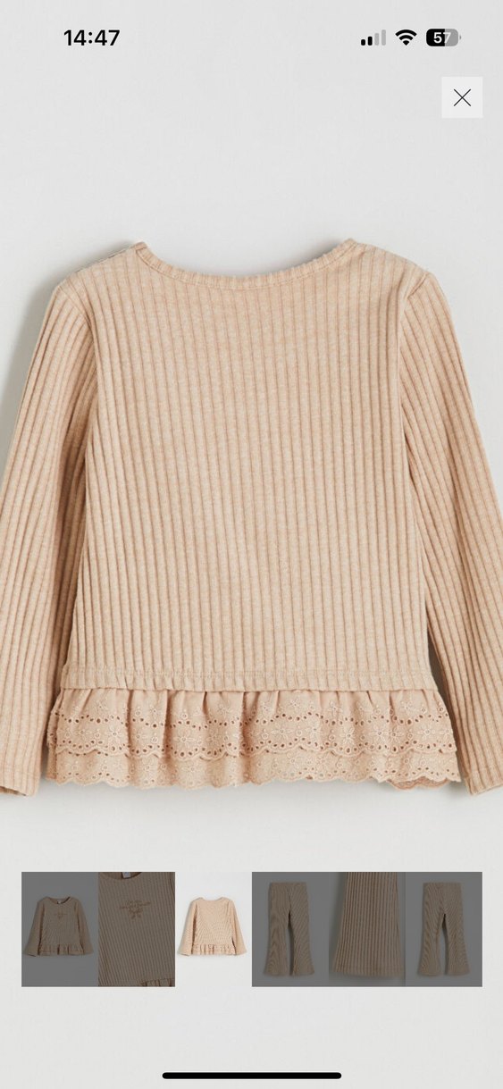 Kız Bebek Bej Fırfırlı Uzun Kollu Takım - Görsel 3