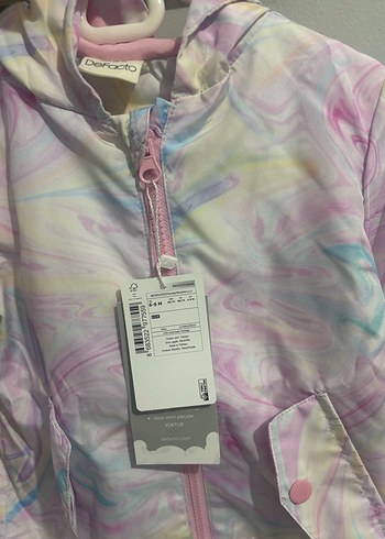 Kız Çocuk Renkli Sulu Boya Desenli Yağmurluk - Görsel 3