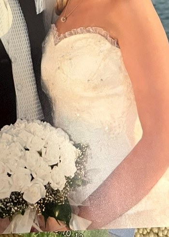 Beyaz Straplez Uzun Prenses Gelinlik - Görsel 4