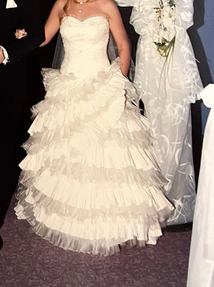 Beyaz Straplez Uzun Prenses Gelinlik - Görsel 2