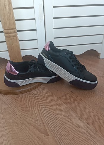 39 Beden siyah Renk Bershka Siyah Bağcıklı Platform Taban Spor Ayakkabı