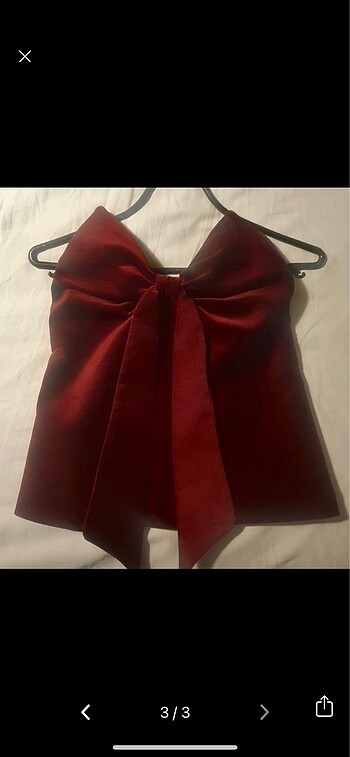 xs Beden Zara Bordo Kadife Kurdele Üst Top