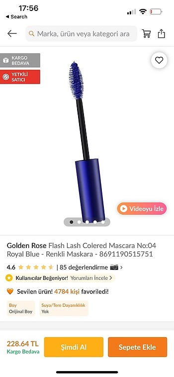 Golden Rose Lacivert Maskara