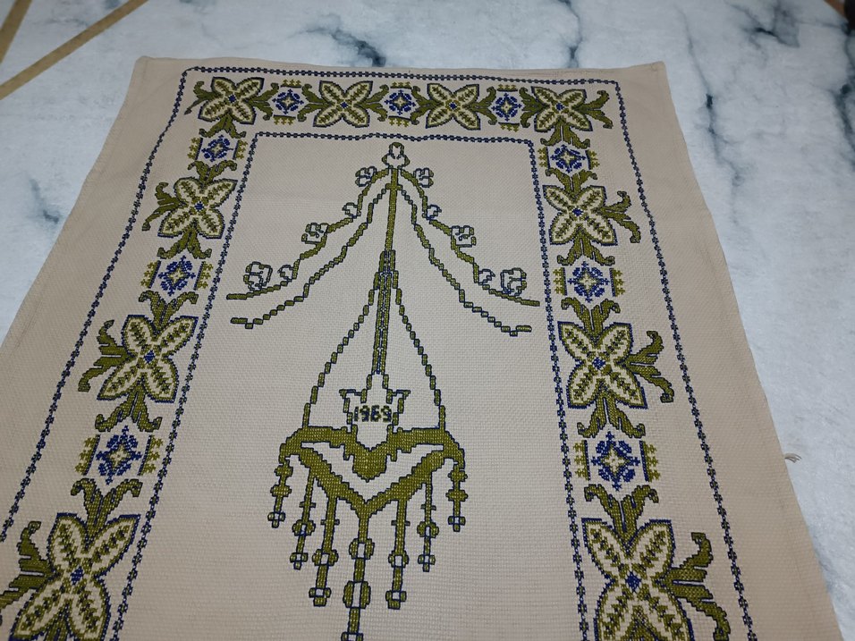 sütlü kahve kanaviçe seccade - Görsel 3