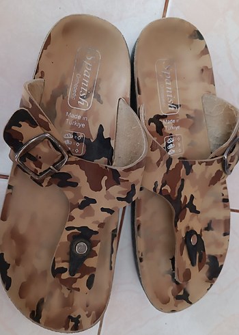 Kahverengi Kamuflajlı Kadın Dolgu  Terlik - Görsel 2