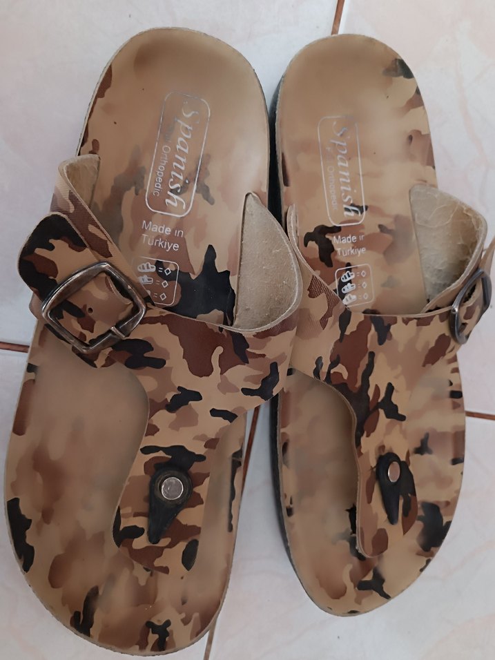 Kahverengi Kamuflajlı Kadın Dolgu  Terlik - Görsel 2
