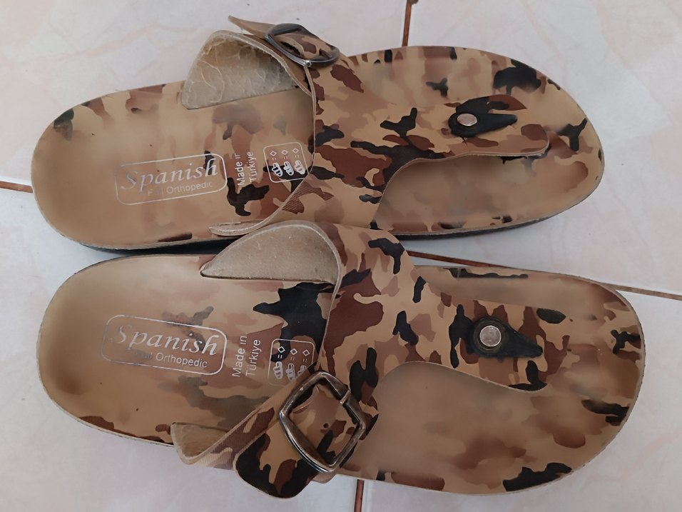 Kahverengi Kamuflajlı Kadın Dolgu  Terlik - Görsel 3