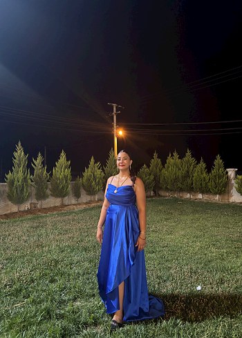 Lafaba saks mavisi abiye Elbise - Görsel 2