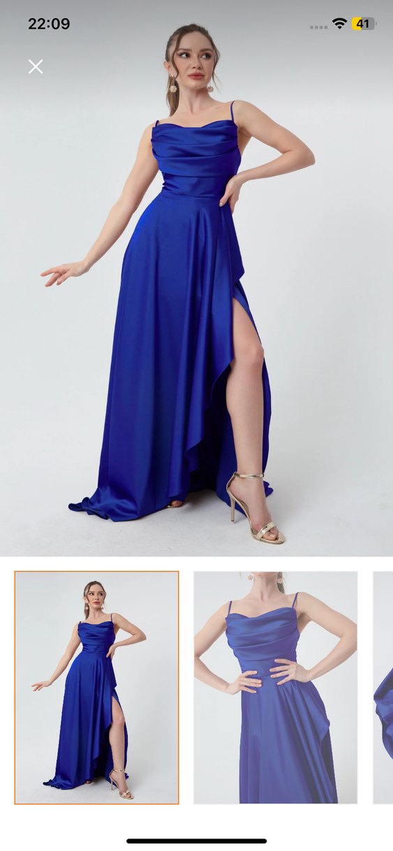 Lafaba saks mavisi abiye Elbise - Görsel 4