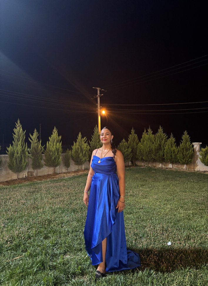 Lafaba saks mavisi abiye Elbise - Görsel 2