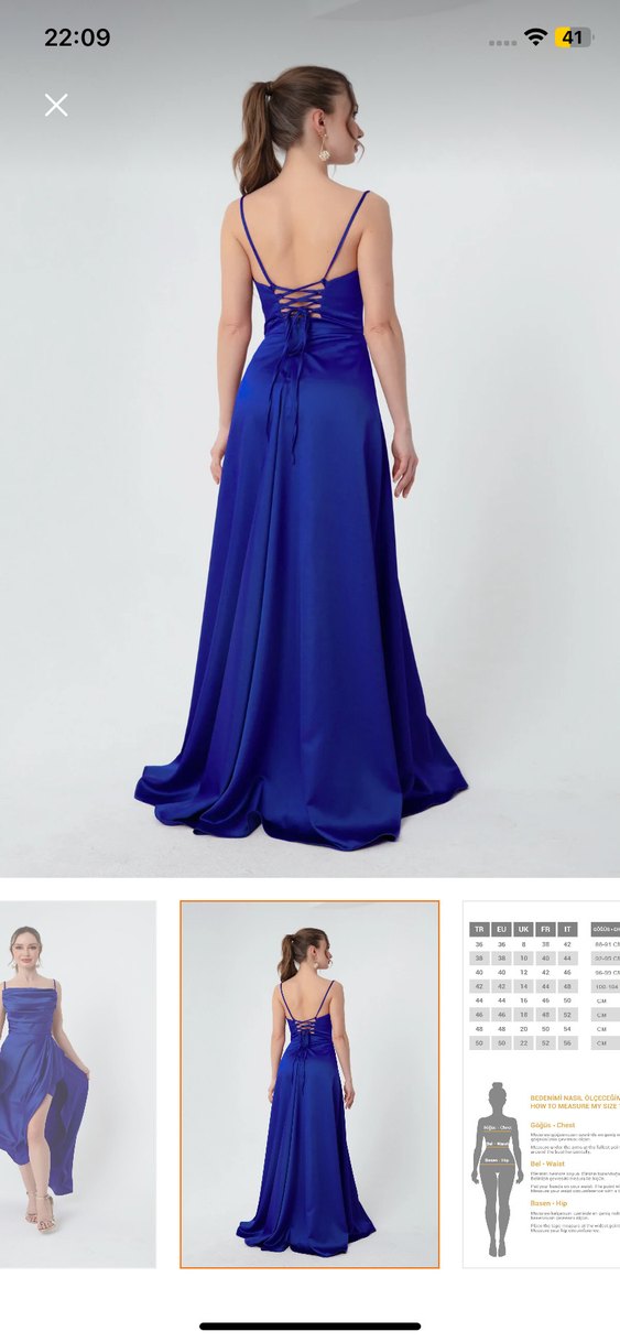 Lafaba saks mavisi abiye Elbise - Görsel 3