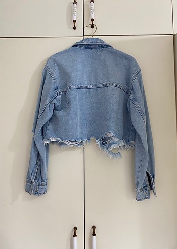 Koton Düğmeli Mini Mavi Denim Ceket