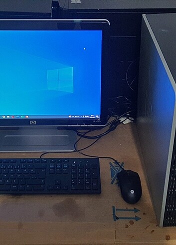 HP AMD işlemcili kasa, HP 19 inç lcd monitör, klavye ve mouse fu