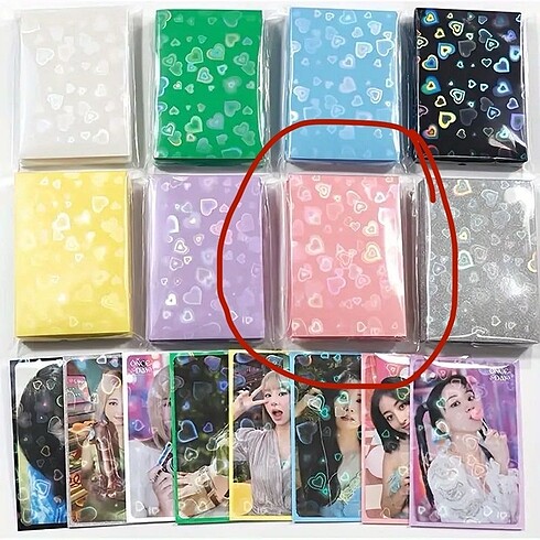 Kalp hologramlı pembe sleeve
