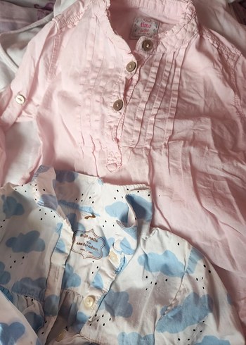 Uzun Kollu Düğmeli Bebek Kız Gömlek - Görsel 2