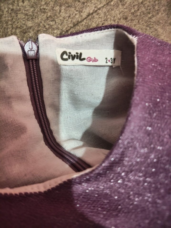 Kız Çocuk Mor Fırfırlı Elbise - Görsel 2