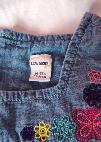 Düğmeli Mavi çocuk elbisesi - Görsel 3