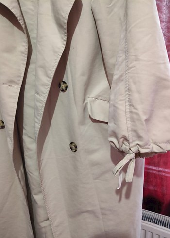 Bej Uzun Keten Trençkot - Görsel 3