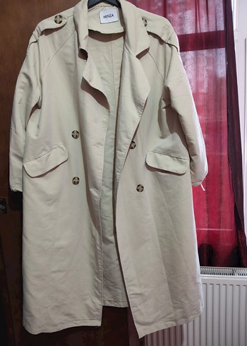 Bej Uzun Keten Trençkot - Görsel 2