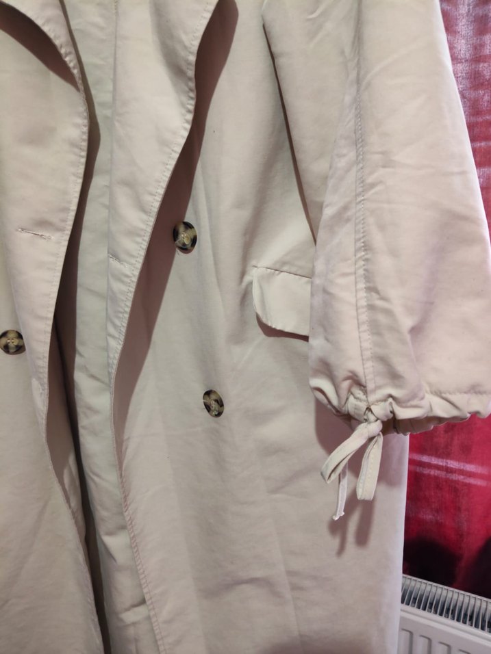 Bej Uzun Keten Trençkot - Görsel 3