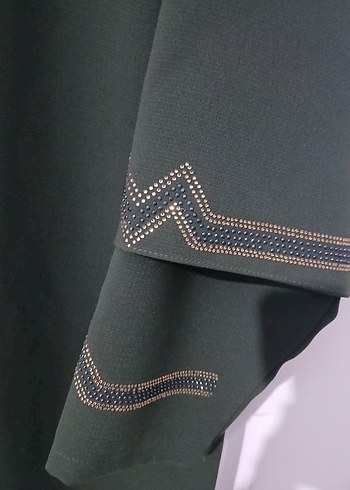 Koyu Yeşil Kadın Uzun Klasik Elbise - Görsel 4