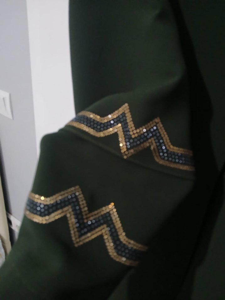 Koyu Yeşil Kadın Uzun Klasik Elbise - Görsel 3