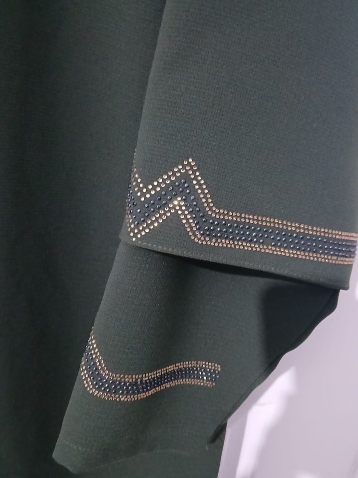 Koyu Yeşil Kadın Uzun Klasik Elbise - Görsel 4