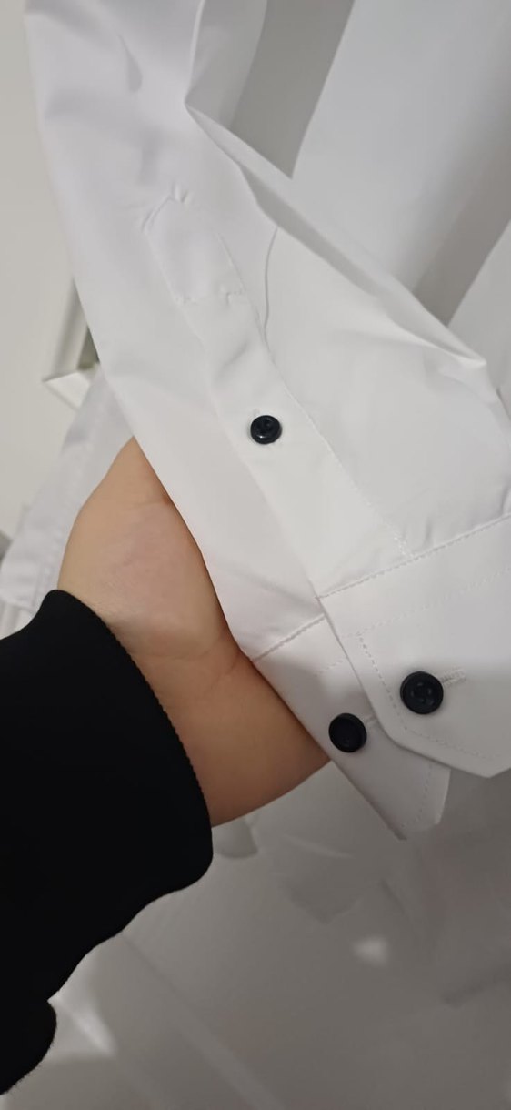 Düğmeli Beyaz Erkek Gömlek - Görsel 3