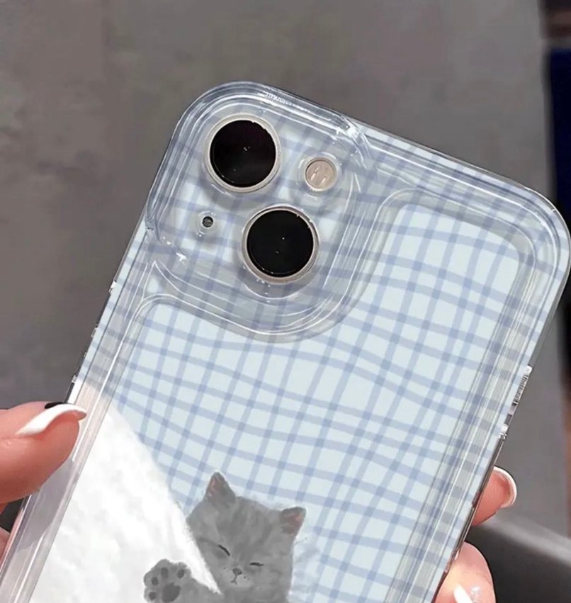 Şeffaf Gri Telefon Kılıfı - Uyuyan Kedi Desenli - Görsel 3