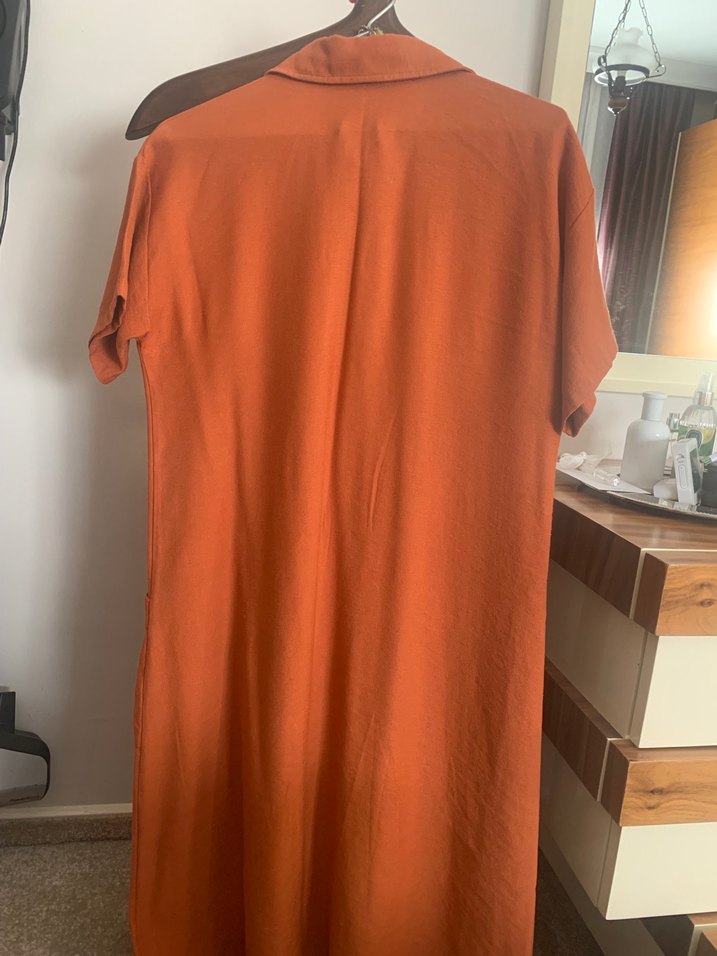 Somon renkli elbise - Görsel 2