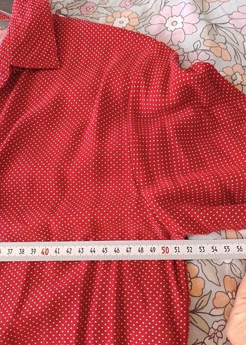 Kırmızı  puantiyeli Düğmeli Kadın Gömlek - Görsel 5