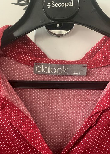 Kırmızı  puantiyeli Düğmeli Kadın Gömlek - Görsel 7