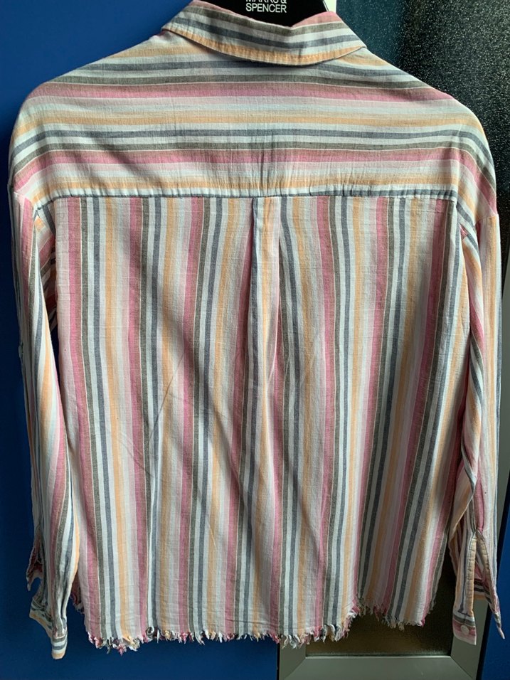 Düğmeli Çok Renkli Çizgili Kadın Gömlek - Görsel 2
