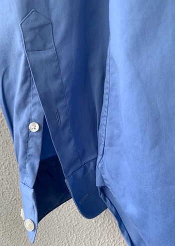 Düğmeli Mavi Erkek Ofis Gömleği - Görsel 4