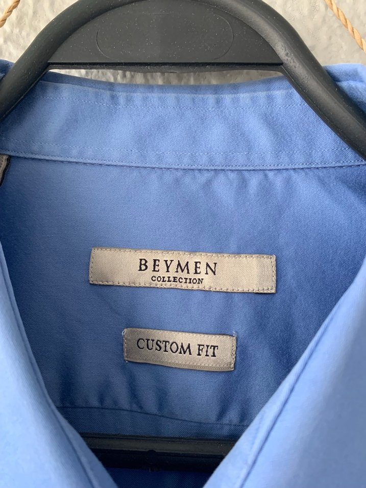 Düğmeli Mavi Erkek Ofis Gömleği - Görsel 3