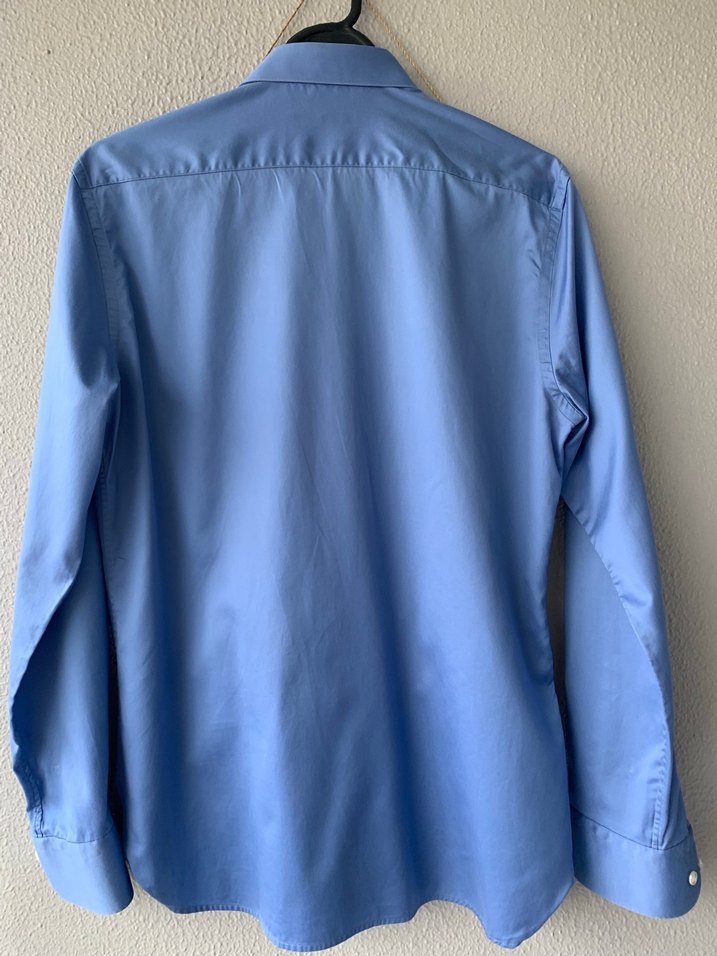 Düğmeli Mavi Erkek Ofis Gömleği - Görsel 2