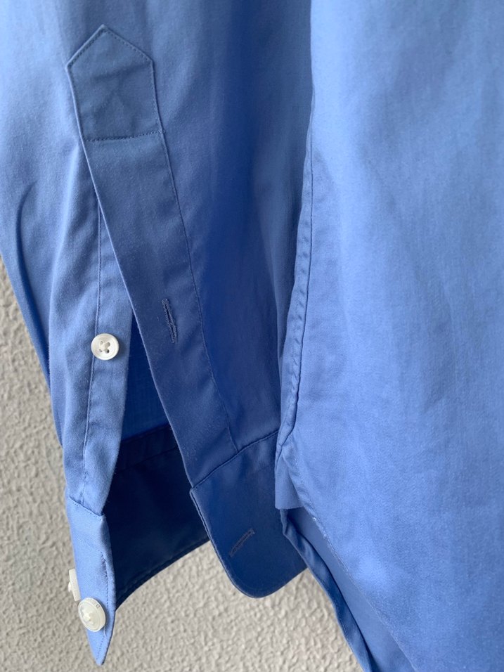 Düğmeli Mavi Erkek Ofis Gömleği - Görsel 4