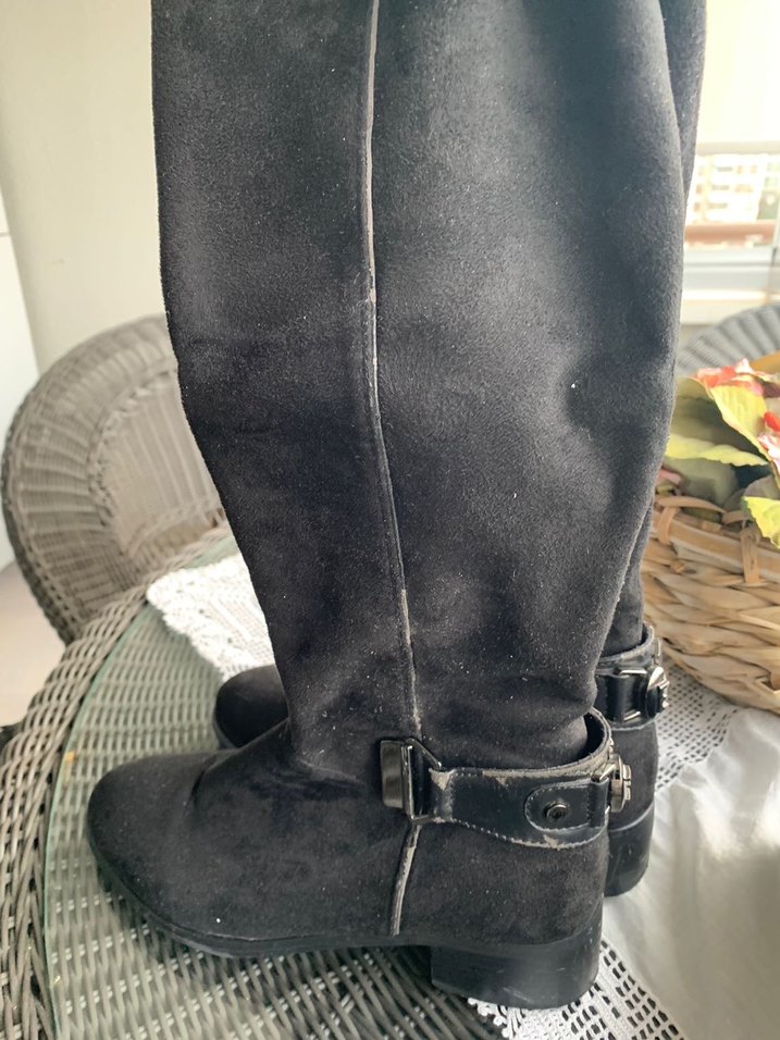 Siyah Süet Tokalı uzun Kadın Çizme - Görsel 3