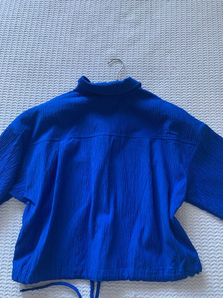 Twist Mavi Kısa Kollu Keten Gömlek - Görsel 4