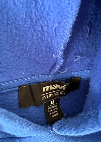 m Beden Kadın Mavi Kapüşonlu Sweatshirt