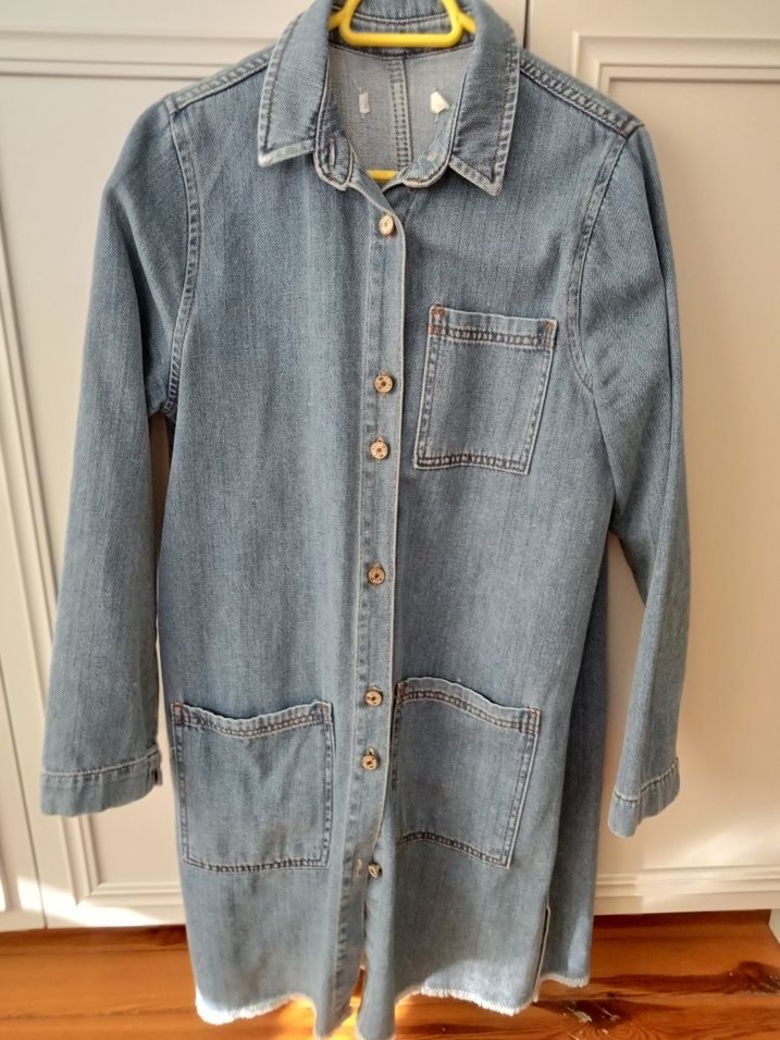 Düğmeli Kadın Mavi Denim Ceket - Görsel 2