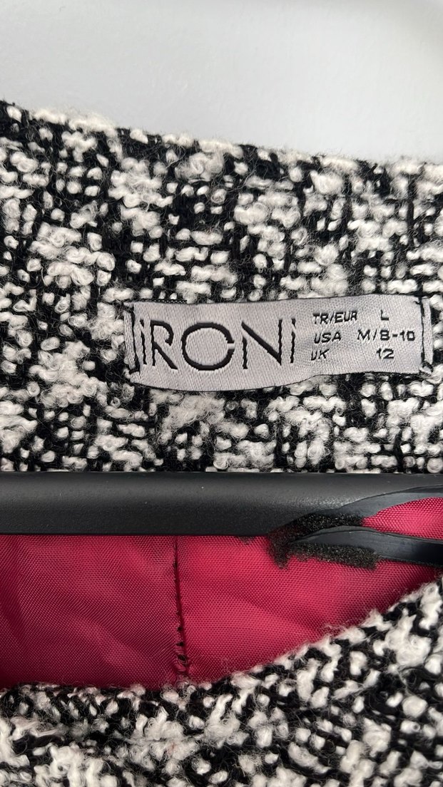 Gri Desenli Midi Kadın Yün Kaban - Görsel 4