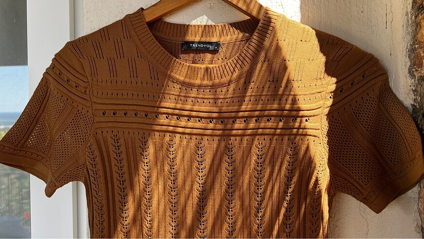 TABA RENK TRİKO ELBİSE MİLLA S BEDEN - Görsel 2